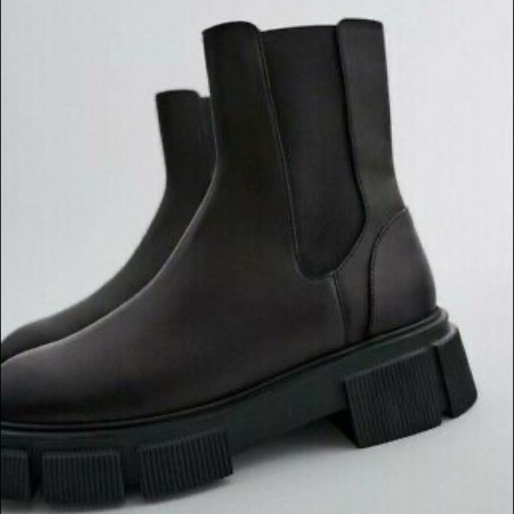 Zara Lug Sole Boot Leather Boot